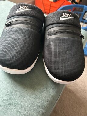 Nike Black and White Slip-On Clog Slides